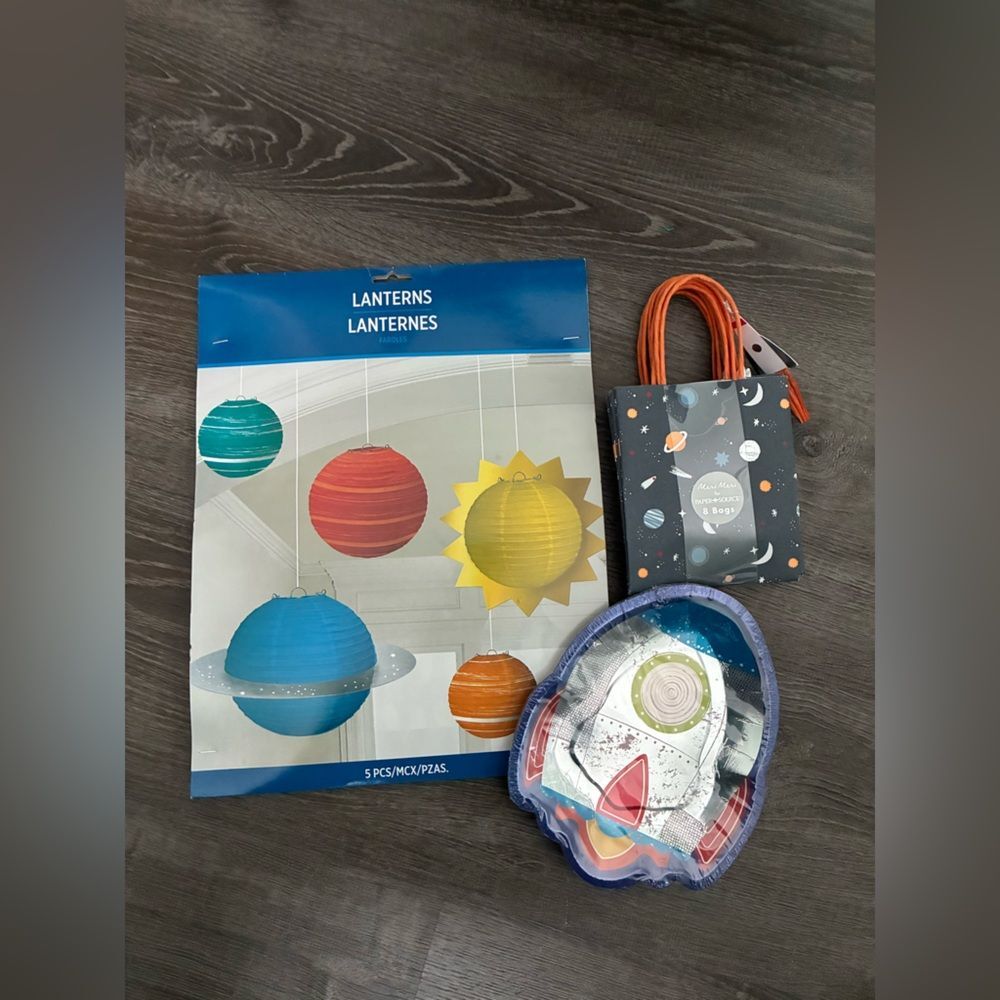 Outer Space Galaxy Birthday Party Bundle Rocket Plates Gift Bags Planets Decor